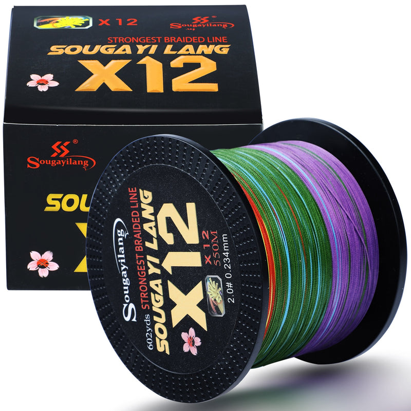 Linha de Pesca Multifilamento Sougayilang X12 Fios Trançados 150/350/550m