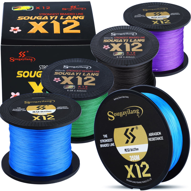 Linha de Pesca Multifilamento Sougayilang X12 Fios Trançados 150/350/550m