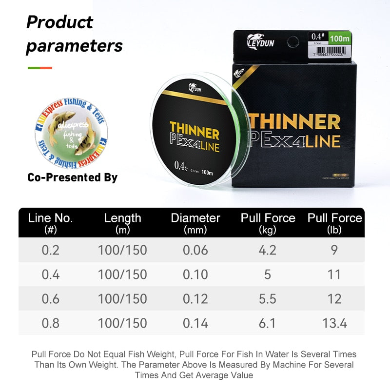 Linha de Pesca Multifilamento THINNER X4 150m Fabricada no Japão