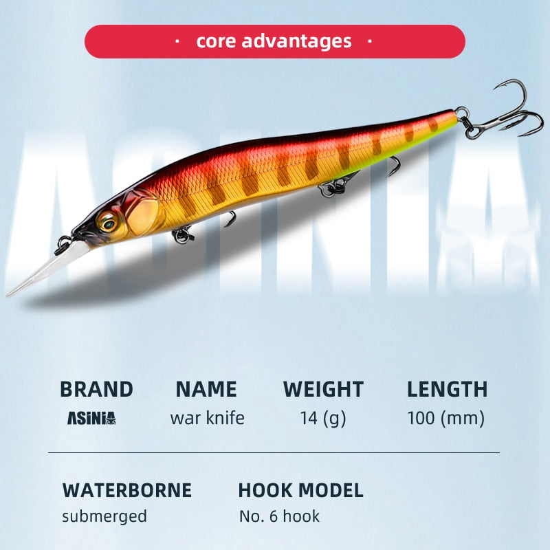 Isca Artificial Asinia Minnow Fundo - 11cm 14g