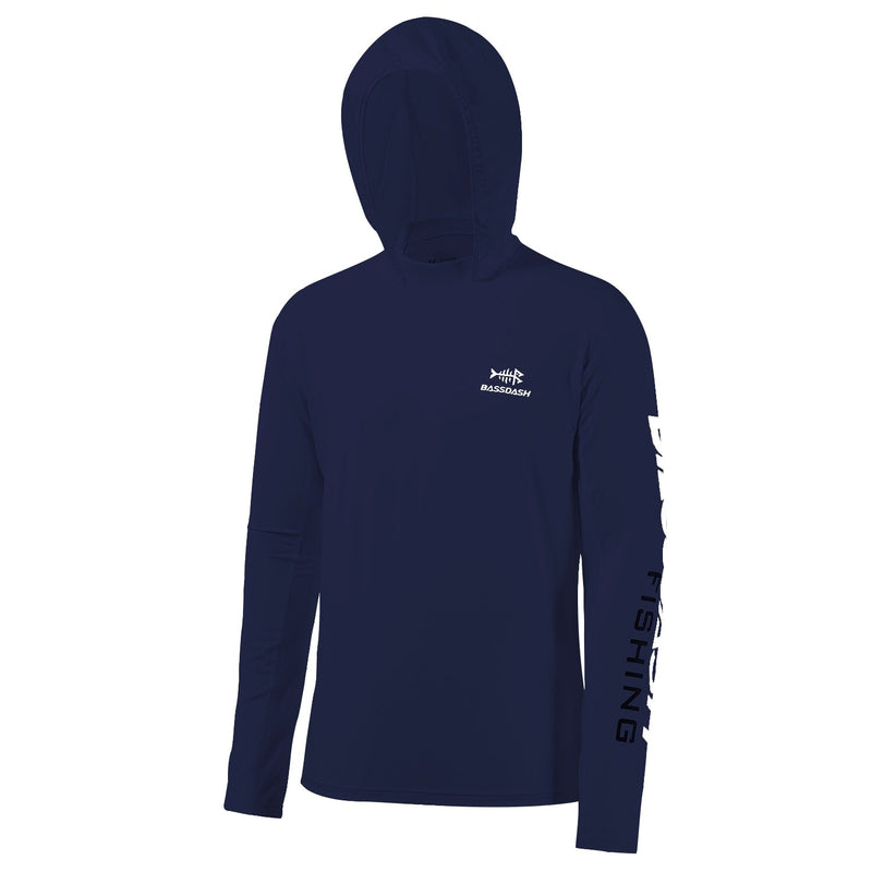Camisa de Pesca Bassdash Básica UV50+ com Capuz 100 Minha Pesca Azul escuro P 