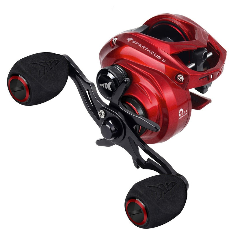 Carretilha KastKing Spartacus II Recolhimento 7.2:1 Drag 8kg 080 Minha Pesca Vermelho Mão Esquerda 