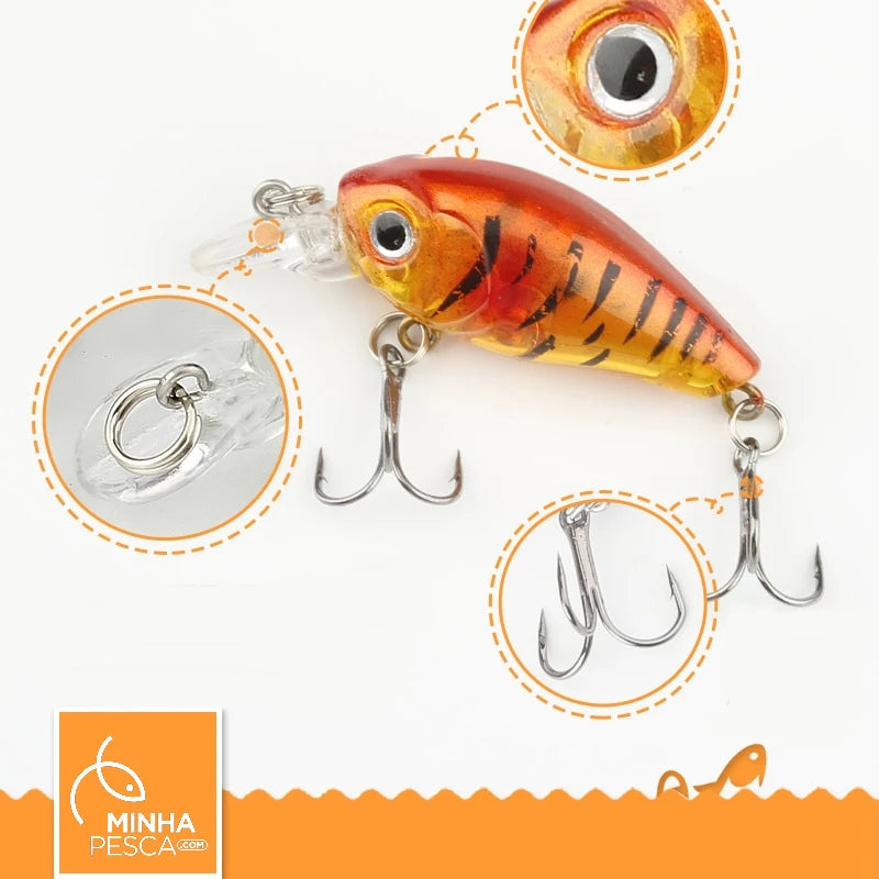 Kit 8 Iscas Artificiais Crankbaits 4,5cm 4g 085 Minha Pesca 