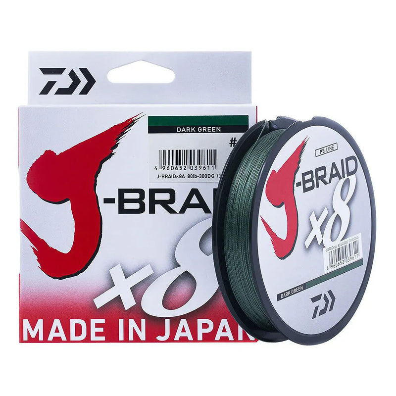 Linha de Pesca Multifilamento DAIWA J-Braid X8 300m 058 Minha Pesca Verde musgo 20lb/10kg - 0.16mm 