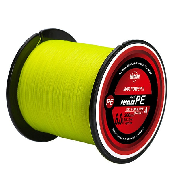 Linha de Pesca SeaKnight Multifilamento 4 Fios Trançados 300m 065 Minha Pesca Amarelo 0.4 - 0.104mm (3.63kg) 