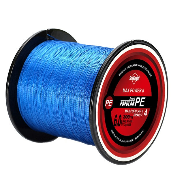 Linha de Pesca SeaKnight Multifilamento 4 Fios Trançados 300m 065 Minha Pesca Azul 0.4 - 0.104mm (3.63kg) 