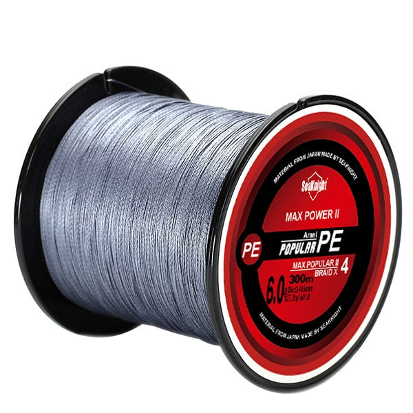 Linha de Pesca SeaKnight Multifilamento 4 Fios Trançados 300m 065 Minha Pesca Cinza 0.4 - 0.104mm (3.63kg) 