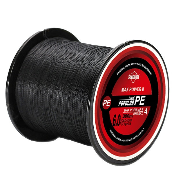 Linha de Pesca SeaKnight Multifilamento 4 Fios Trançados 300m 065 Minha Pesca Preto 0.4 - 0.104mm (3.63kg) 