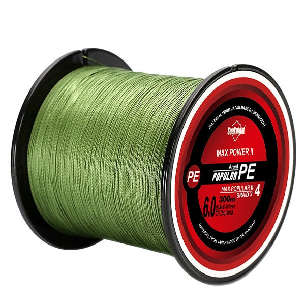 Linha de Pesca SeaKnight Multifilamento 4 Fios Trançados 300m 065 Minha Pesca Verde 0.4 - 0.104mm (3.63kg) 