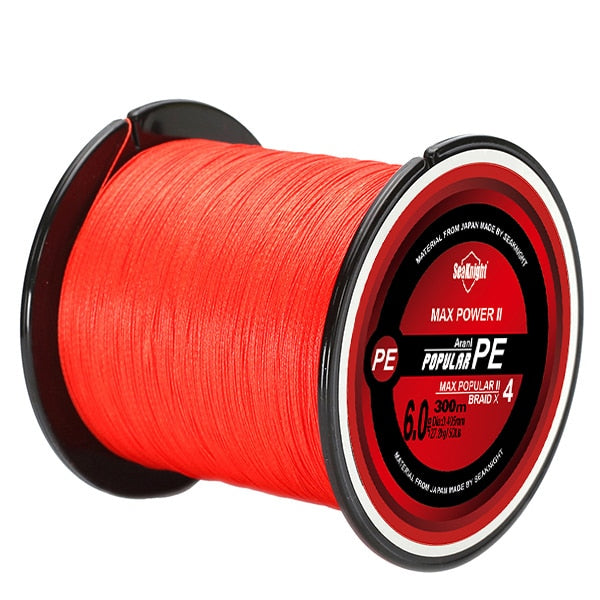Linha de Pesca SeaKnight Multifilamento 4 Fios Trançados 300m 065 Minha Pesca Vermelho 0.4 - 0.104mm (3.63kg) 